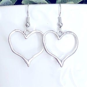 New Melting Heart Hoop Earrings Dangling Drop Skeleton Outline Love Geometric